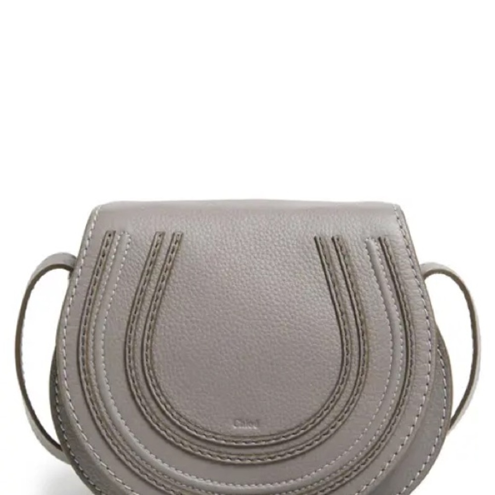 Chloe Gray Crossbody Bag with Saddle Stitching